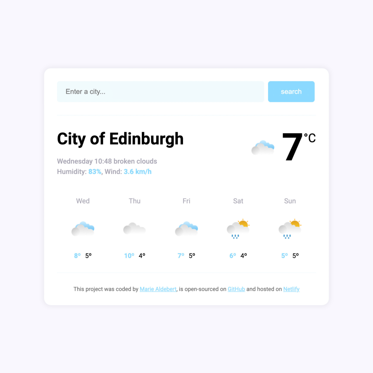 weather app preview